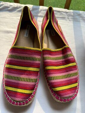 Chelsea & Violet Pink and Yellow Striped Espadrilles